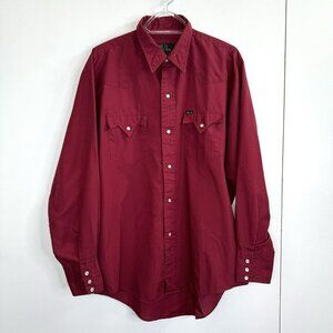 Vintage Bar M Rancher Shirt Mens Size Large Red Western Pearl Snap Rockabilly